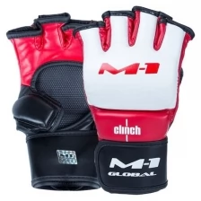 Перчатки для смешанных единоборств Clinch M1 Global Gloves бело-красно-черные (размер S/M)